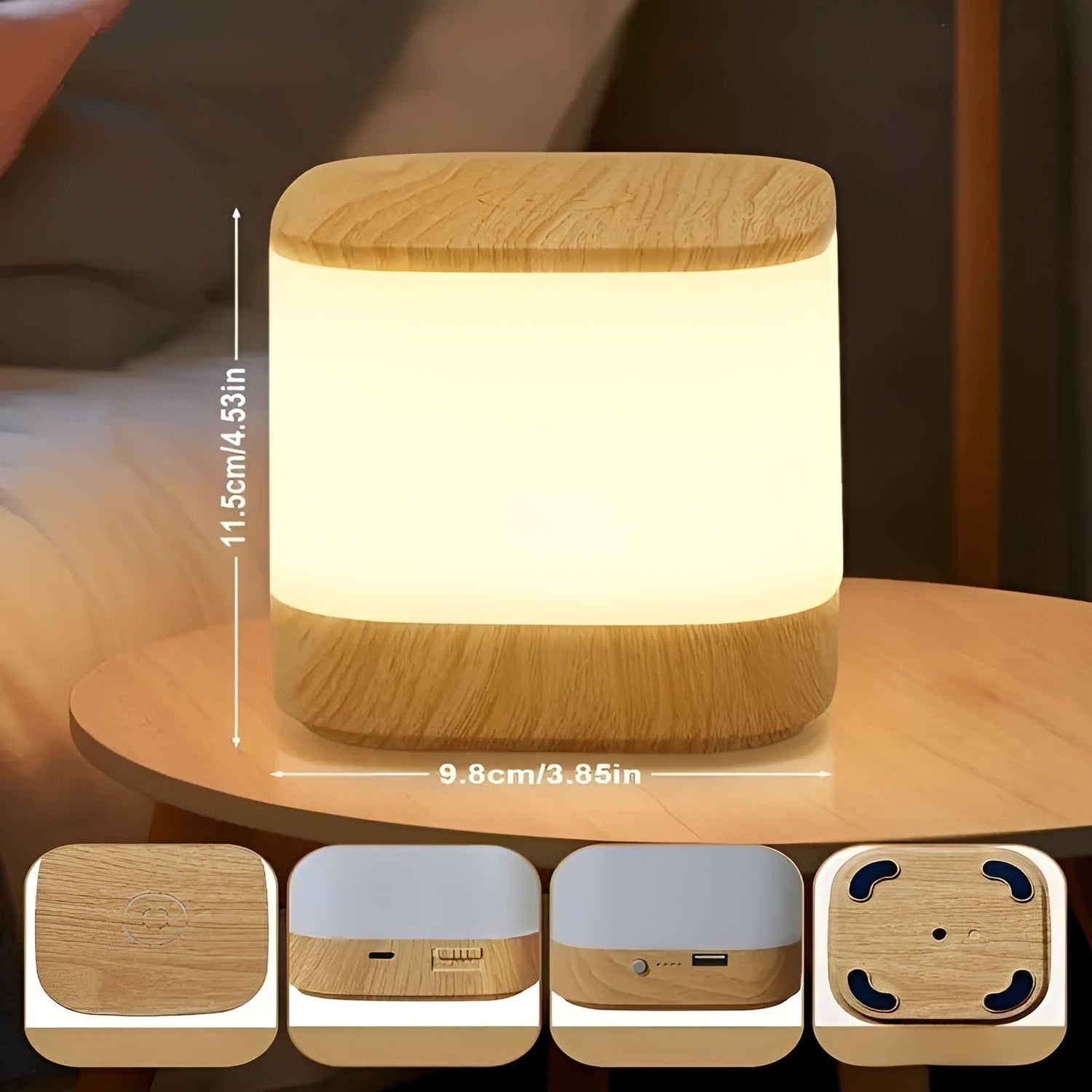 LED-bordlampa med touch-dimmer – Justerbar ljusstyrka och färgtemperatur | USB-laddning, timer, ideal för sovrummet
