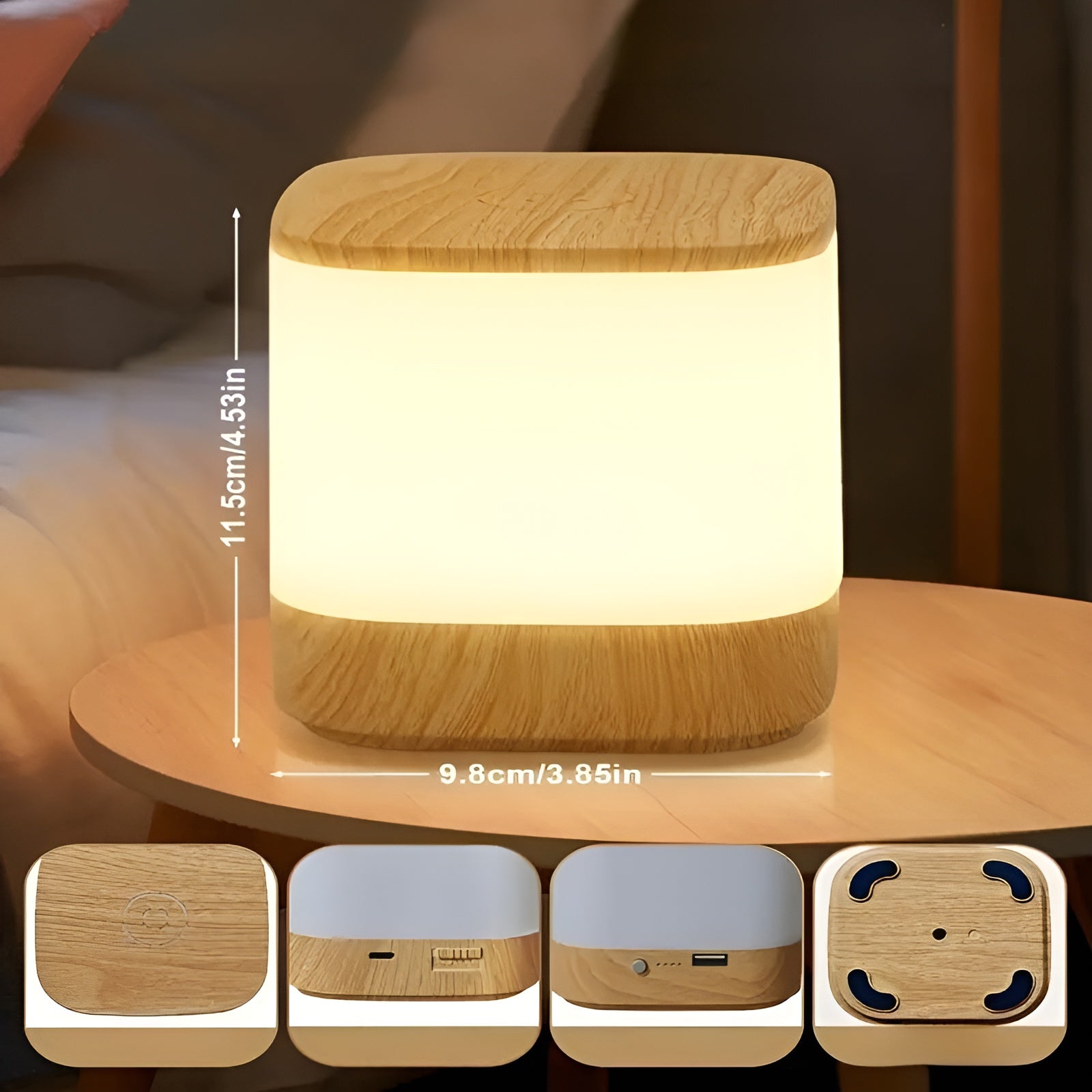LED-bordlampa med touch-dimmer – Justerbar ljusstyrka och färgtemperatur | USB-laddning, timer, ideal för sovrummet