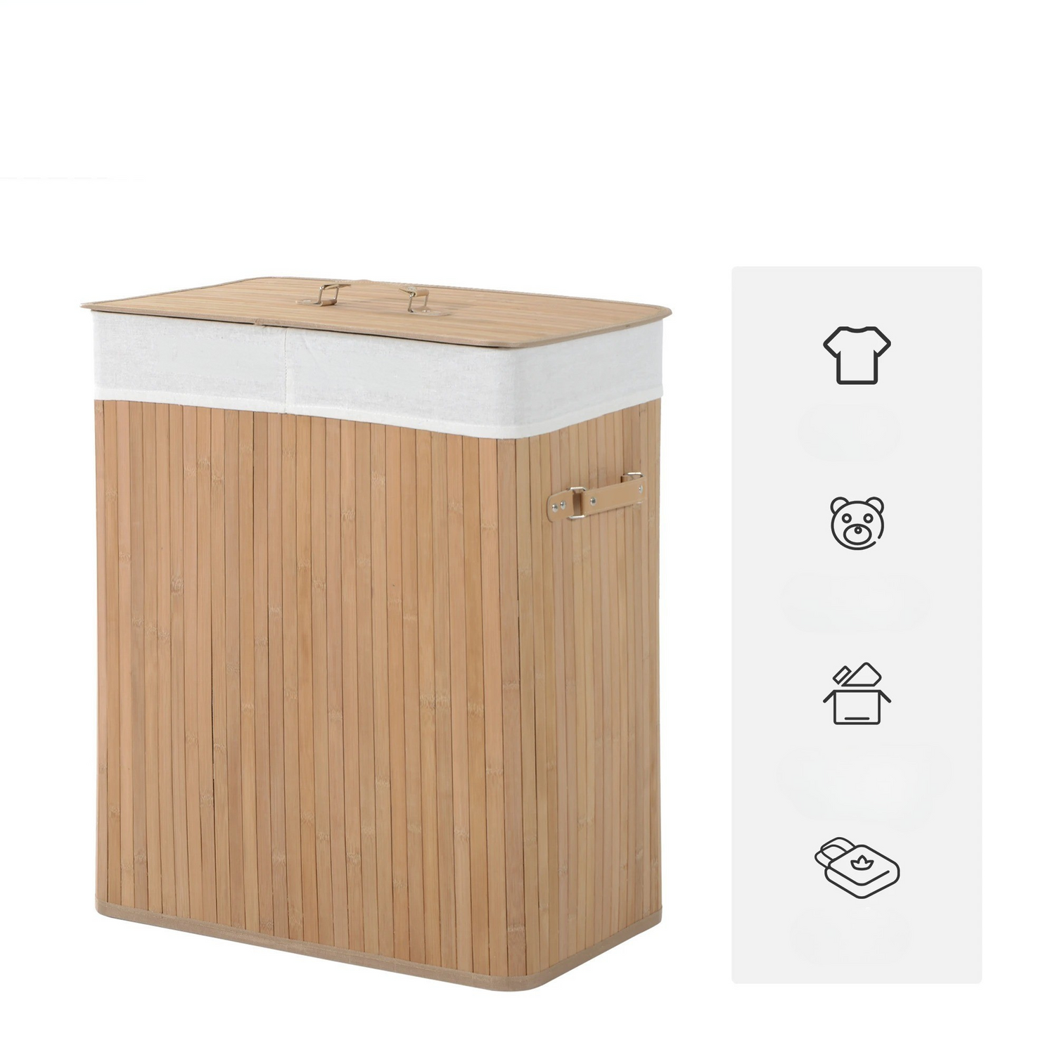 EcoTidy Korg – Bambu Tvättkorg med 2 Fack
