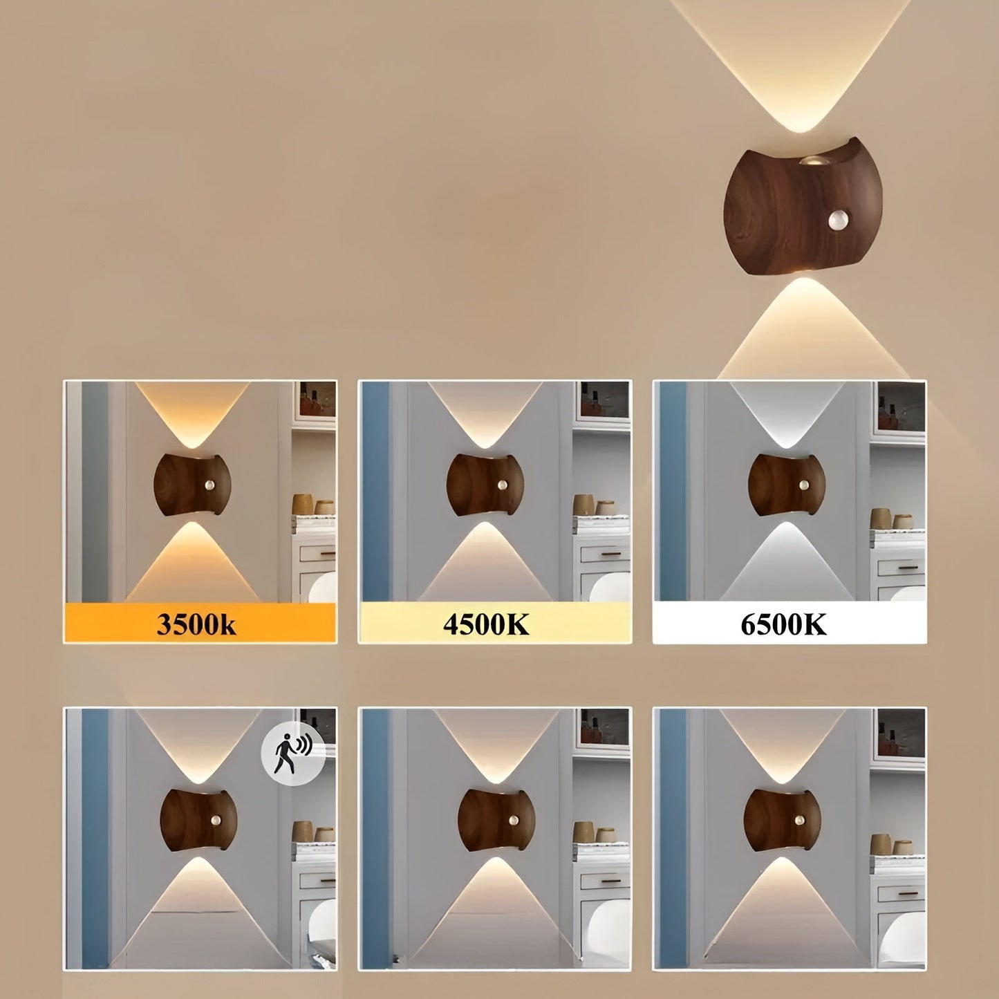 LED-vägglampa med rörelsesensor – uppladdningsbar & smart | Ideal för sovrum & hall