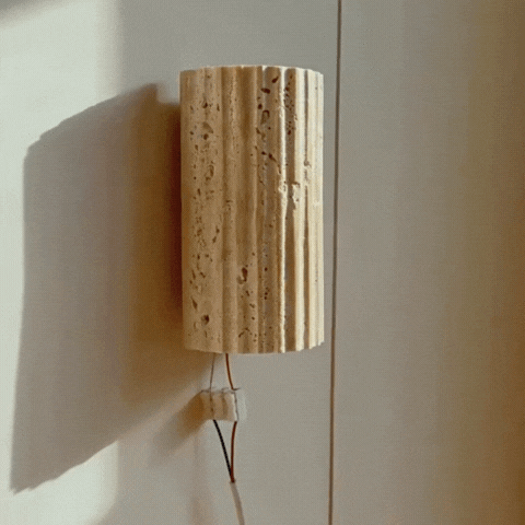 Royallure Natursten Vägglampa – LED Varm Glöd, Unik Stentextur, Lätt Montering