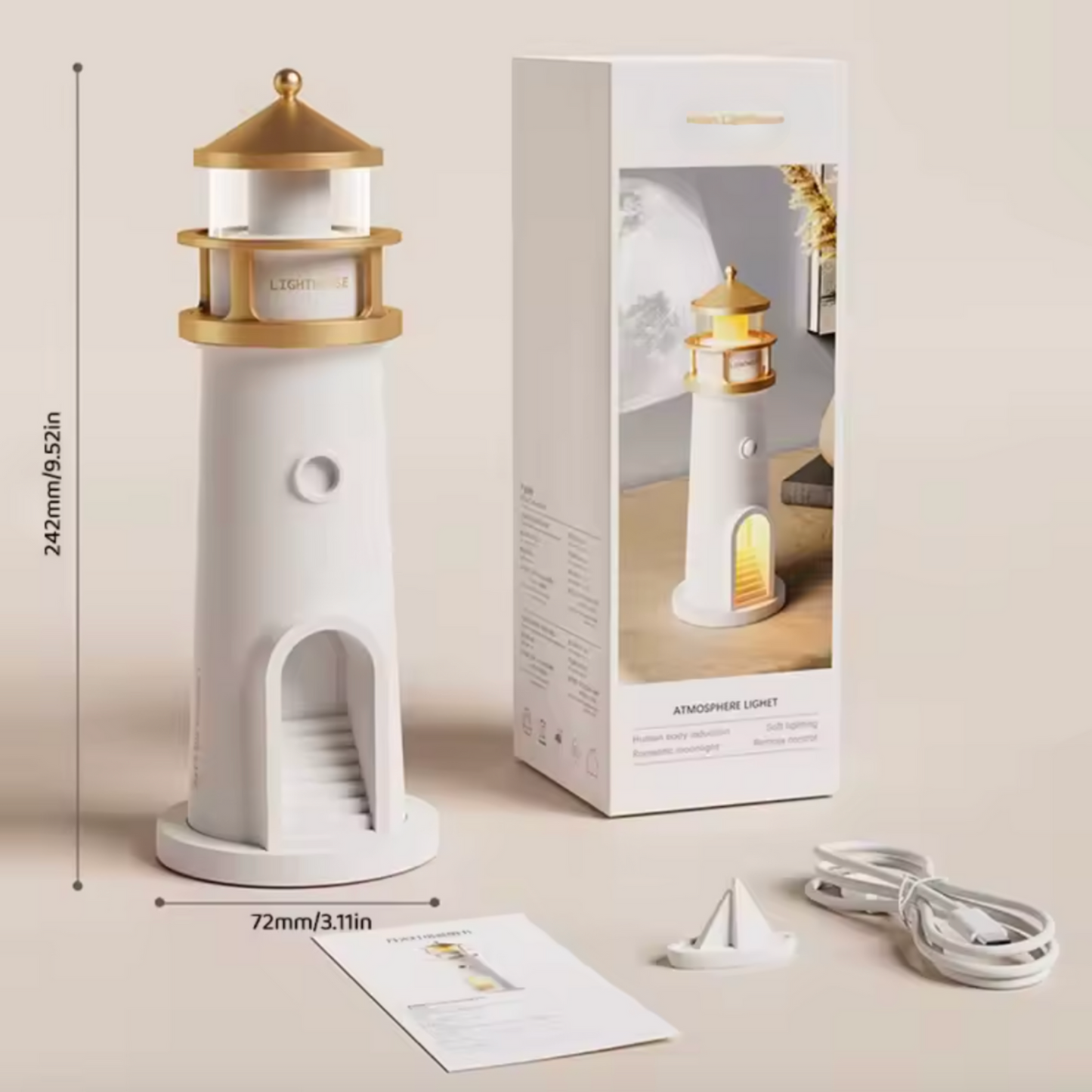 Lighthouse Moon Projektor Lampa – Bluetooth Musik Stjärnklart Nattljus