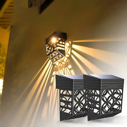 Solarlampor för vägg – | 2-pack/4-pack Set Hålmönster för atmosfärisk trädgårdsbelysning