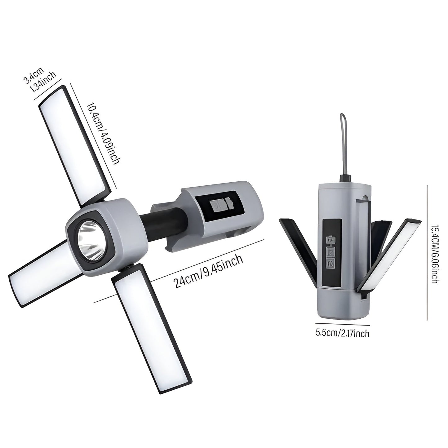 Carvallo Campinglampa LED | USB-laddning & 360° rotation | Fällbar & Vattentålig | Uppladdningsbar | Kompakt