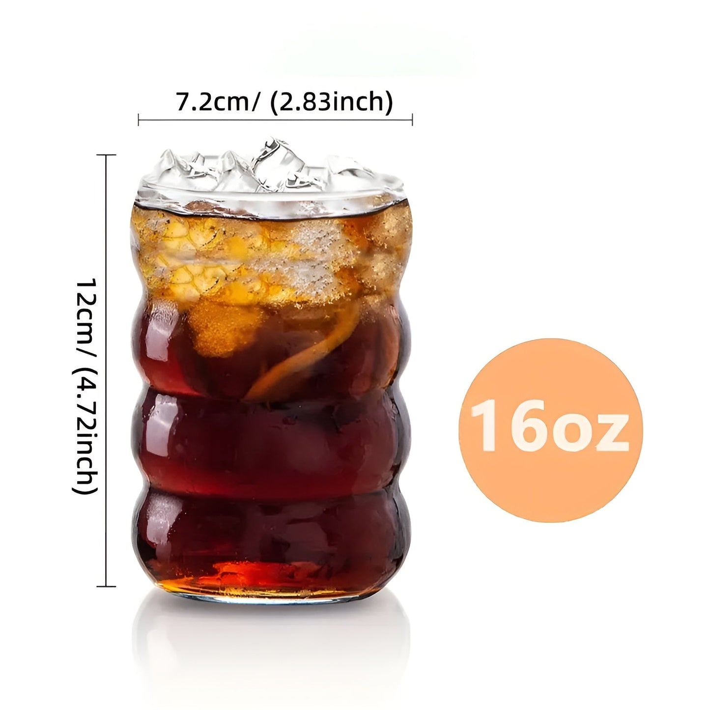 Ribbad glas med sugrör – 2 st Vågform, 450ml | Stiligt dricksglas för iskaffe, matcha & juice