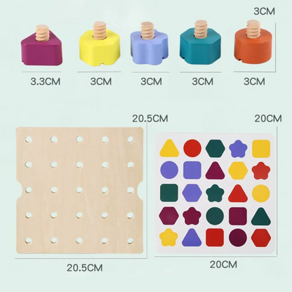 Montessori-skruv, trä och färgleksak