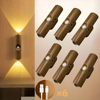 LED-nattljus med rörelsesensor (6-pack) - Dimmbar &amp; RGB | USB-laddning, 3 ljusfärger, Perfekt för hall, trappa &amp; vardagsrum