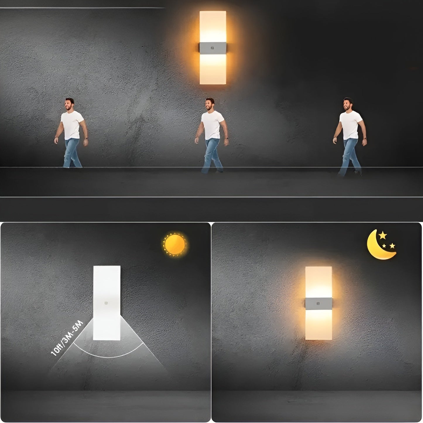 LED-nattlampor med rörelsesensor 2-pack - USB-laddning | Magnetisk montering för sovrum, hall och trappa