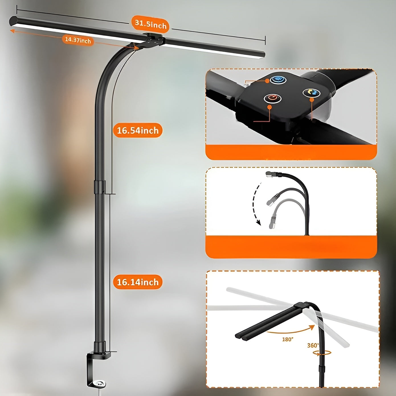 LED-skrivbordslampa med dubbel ljuskälla – Modern och stilren för kontoret