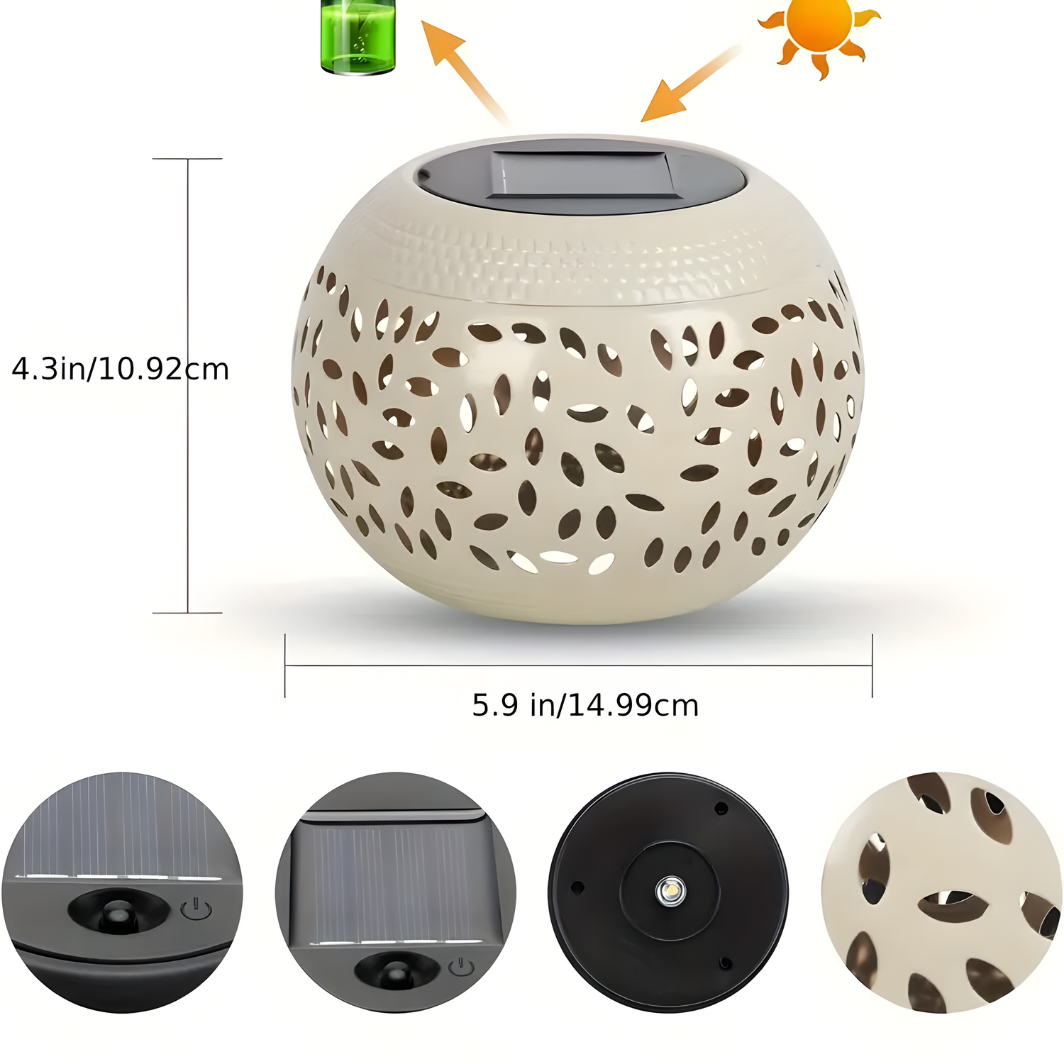 Solarlampor för bord – Dekorativ urholkad design för trädgård och balkong (Set om 2)