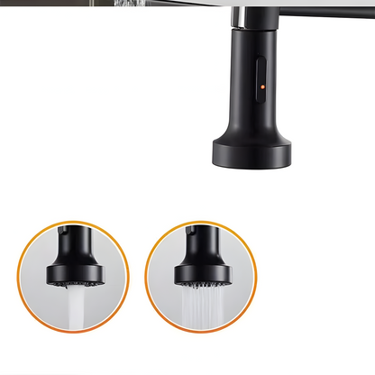 FlowNova - Multifunktionell diskbänksblandare (Borstad stål)