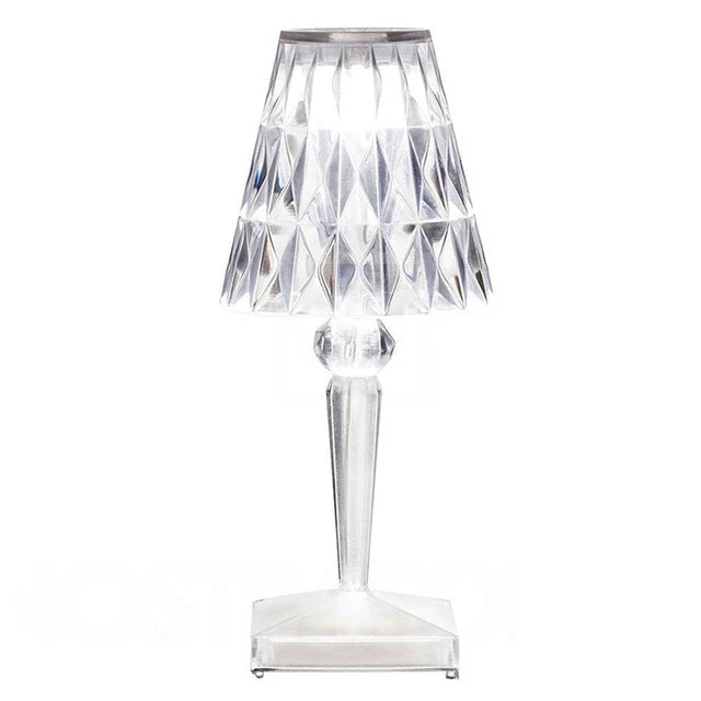 CrystalGlow - Dimbar Akryl Bordslampa med Luksuriöst Ljusspel för Vardagsrum och Sovrum