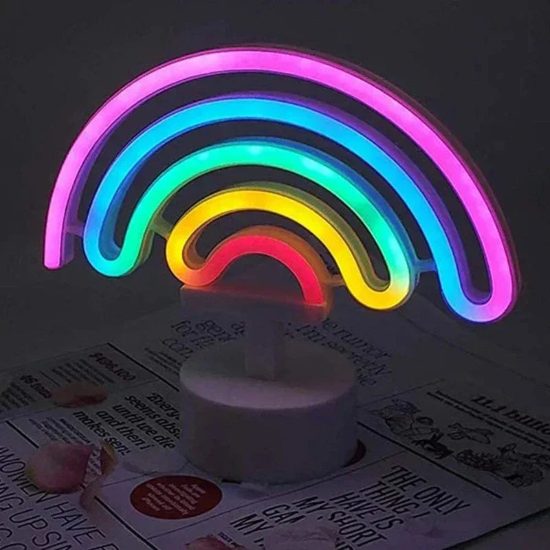 NeonGlow - Färgglad Neonlampa för Rumsinredning – Bärbar LED Regnbåglampa