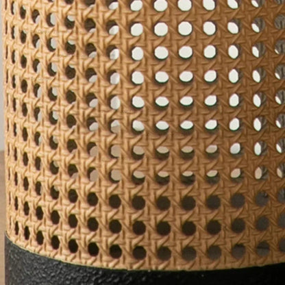 Moderna Höga Vaser | Matt Svart Keramik &amp; Vävda Rattan | Elegant 15&quot; Golvdekoration