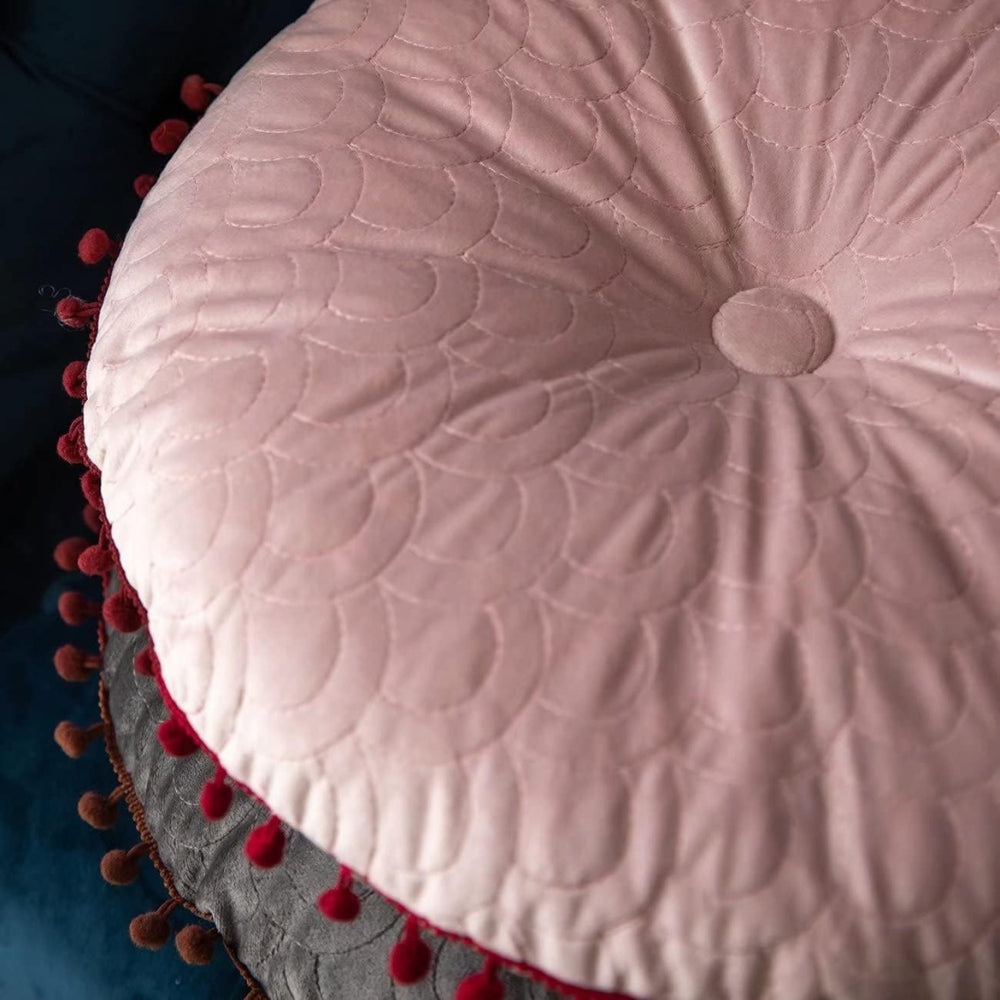 Veloura Rund Vintage Quiltad Ottoman Kudde Pad