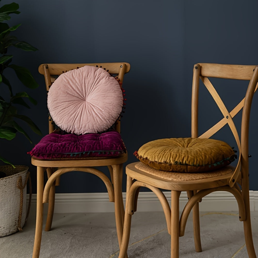 Veloura Rund Vintage Quiltad Ottoman Kudde Pad