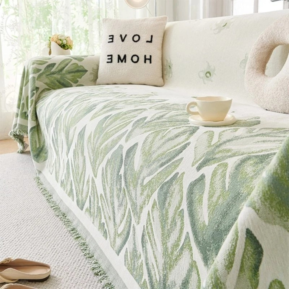 Verdure Bladmönster Chenille Sofföverdrag