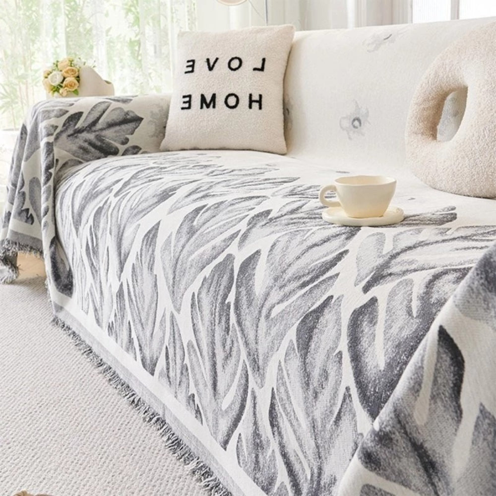 Verdure Bladmönster Chenille Sofföverdrag