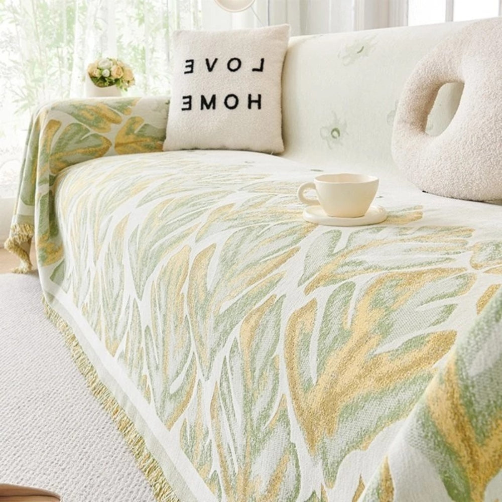 Verdure Bladmönster Chenille Sofföverdrag