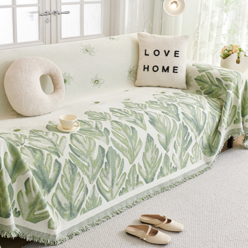 Verdure Bladmönster Chenille Sofföverdrag