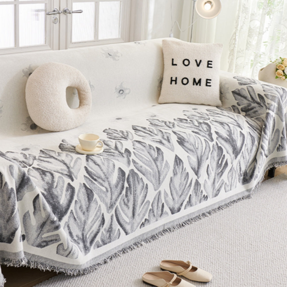 Verdure Bladmönster Chenille Sofföverdrag