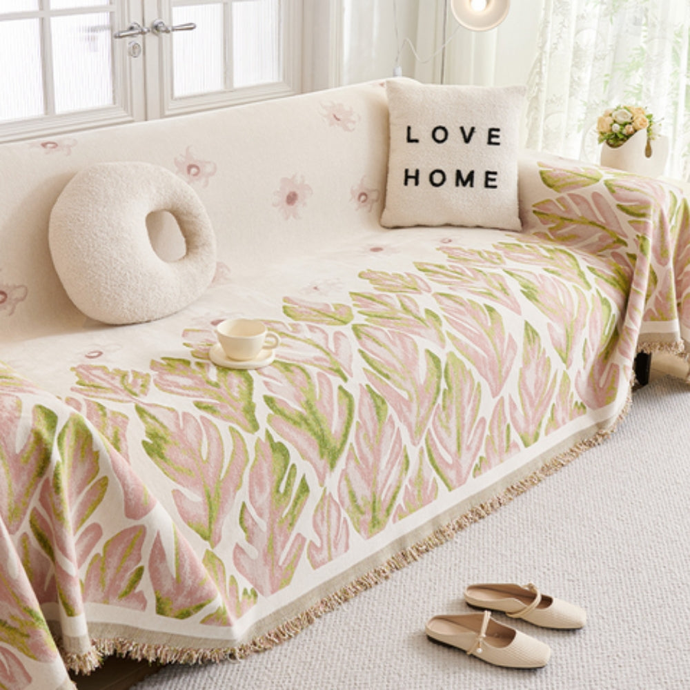 Verdure Bladmönster Chenille Sofföverdrag