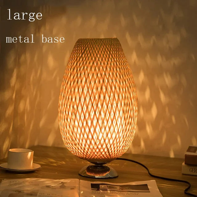 AntiqueBamboo - Vintage Bamboe Bordslampa