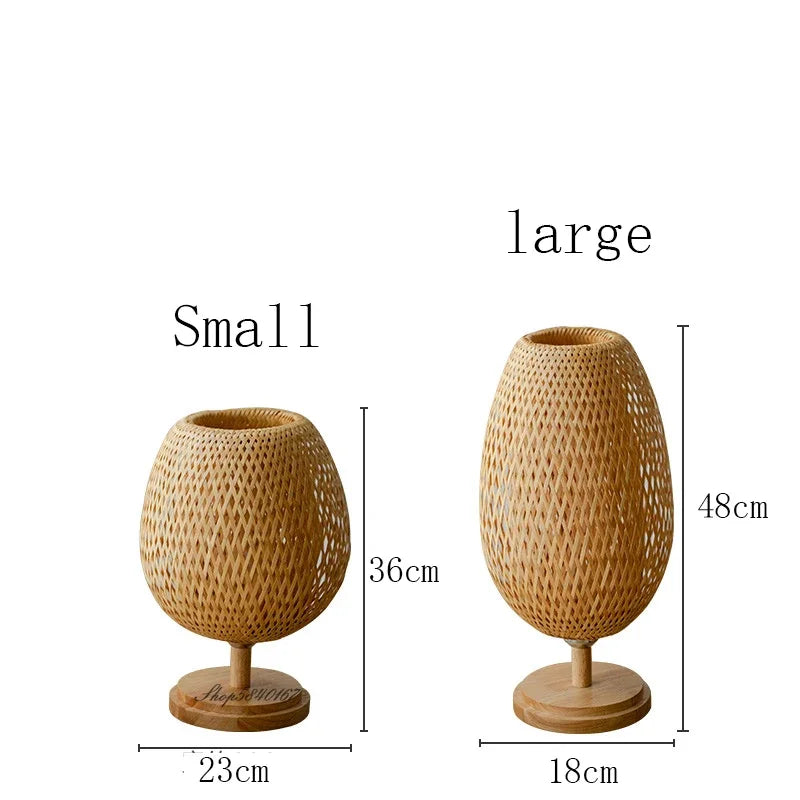 AntiqueBamboo - Vintage Bamboe Bordslampa