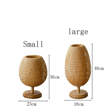 AntiqueBamboo - Vintage Bamboe Bordslampa