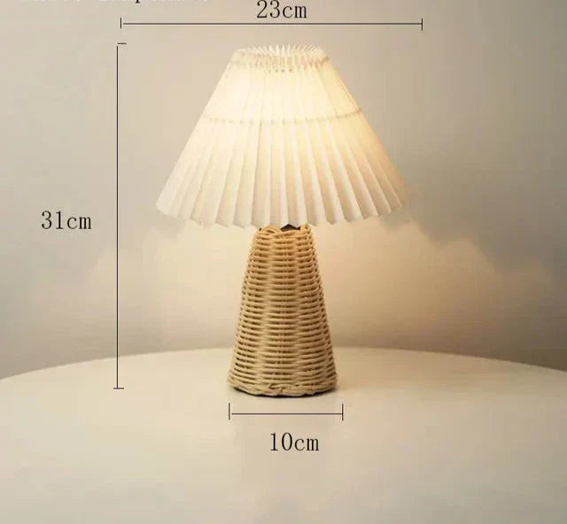 VintageGlow - Rattantafellampa, Fällbar nattlampa