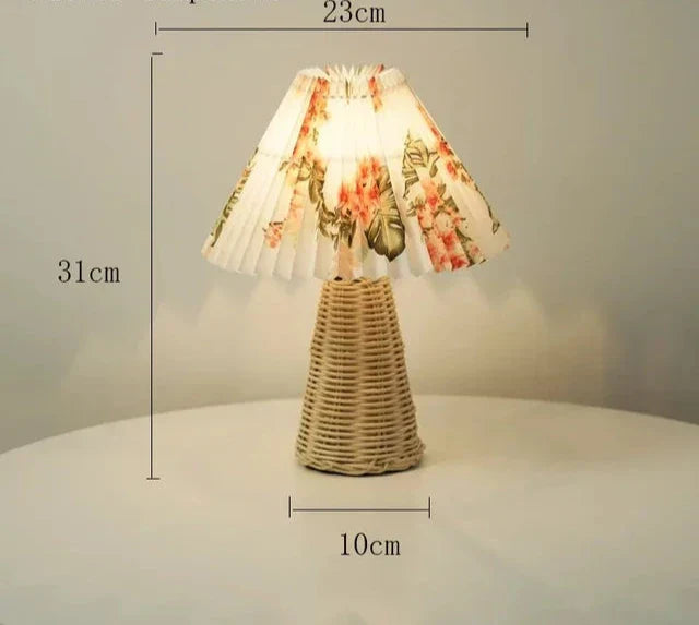 VintageGlow - Rattantafellampa, Fällbar nattlampa