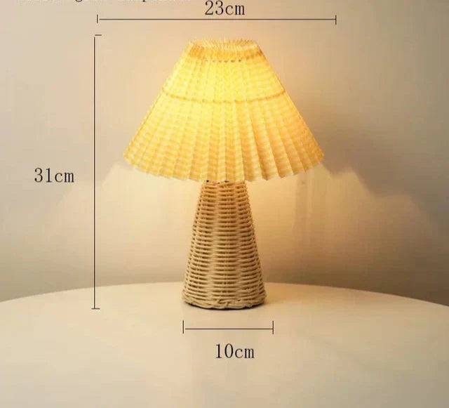 VintageGlow - Rattantafellampa, Fällbar nattlampa