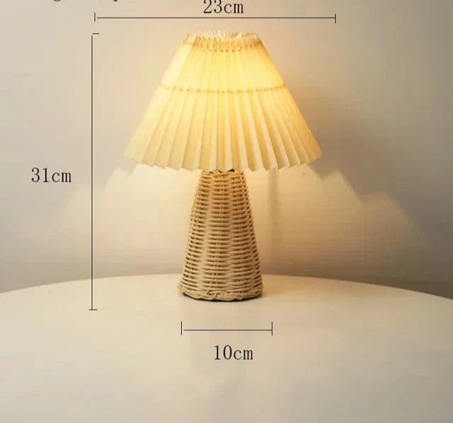 VintageGlow - Rattantafellampa, Fällbar nattlampa