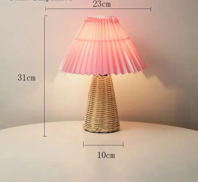 VintageGlow - Rattantafellampa, Fällbar nattlampa