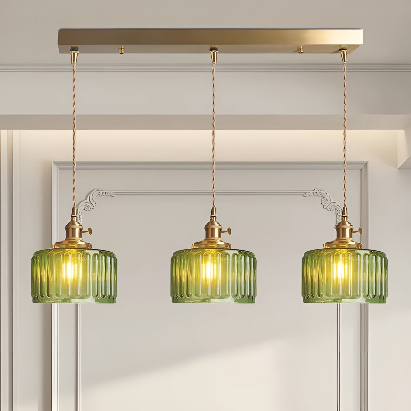 Kopparhängande lampa av glas – Modern LED-lampa | För vardagsrum och sovrum