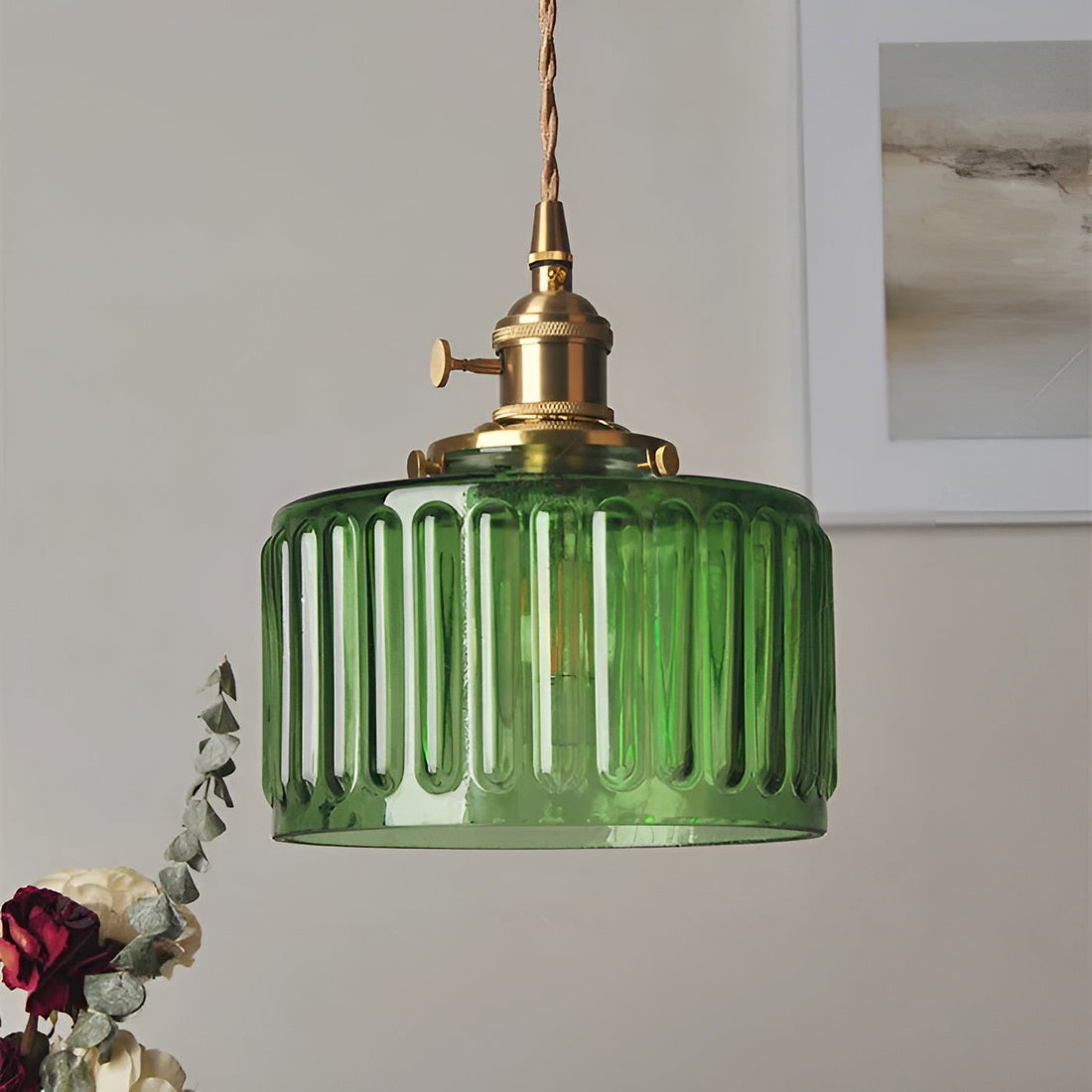 Kopparhängande lampa av glas – Modern LED-lampa | För vardagsrum och sovrum
