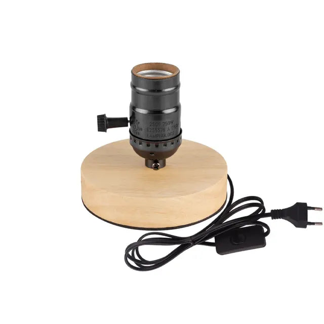 RetroWood - Trä Bordslampa med Ljusboll för Stämningsfull Belysning