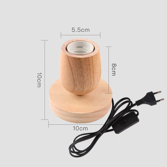 RetroWood - Trä Bordslampa med Ljusboll för Stämningsfull Belysning