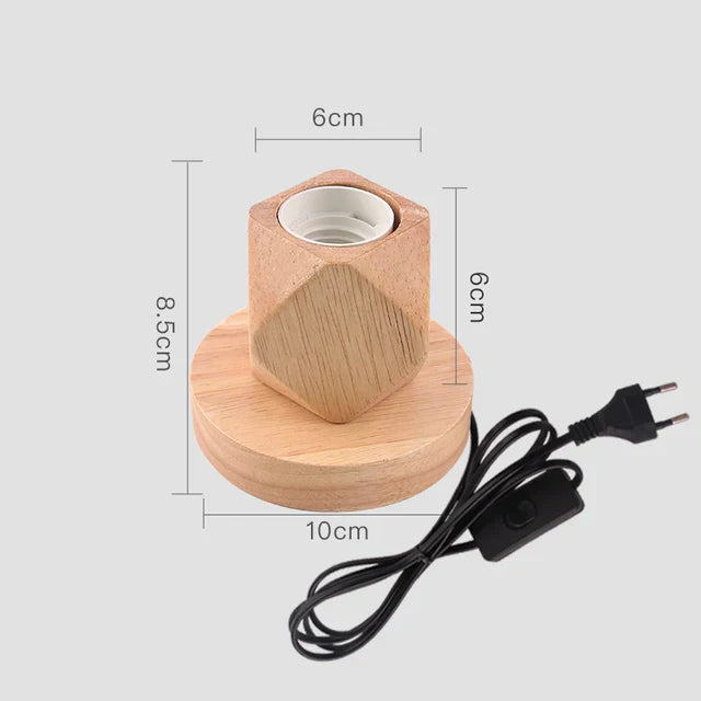 RetroWood - Trä Bordslampa med Ljusboll för Stämningsfull Belysning