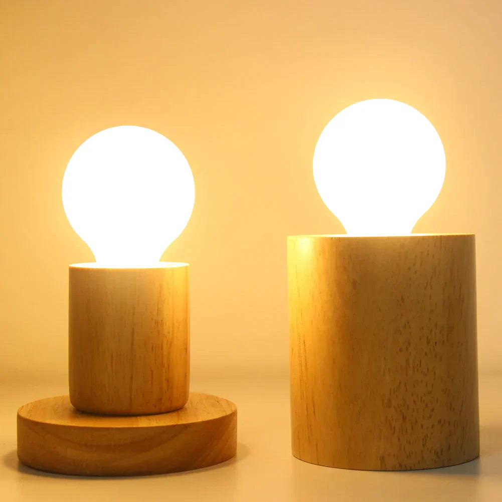 TimberGlow - Retro Trä Bordslampa
