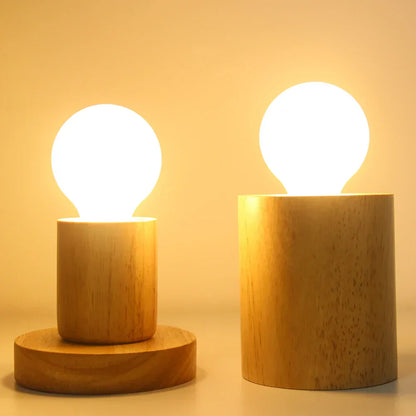 RetroWood - Trä Bordslampa med Ljusboll för Stämningsfull Belysning