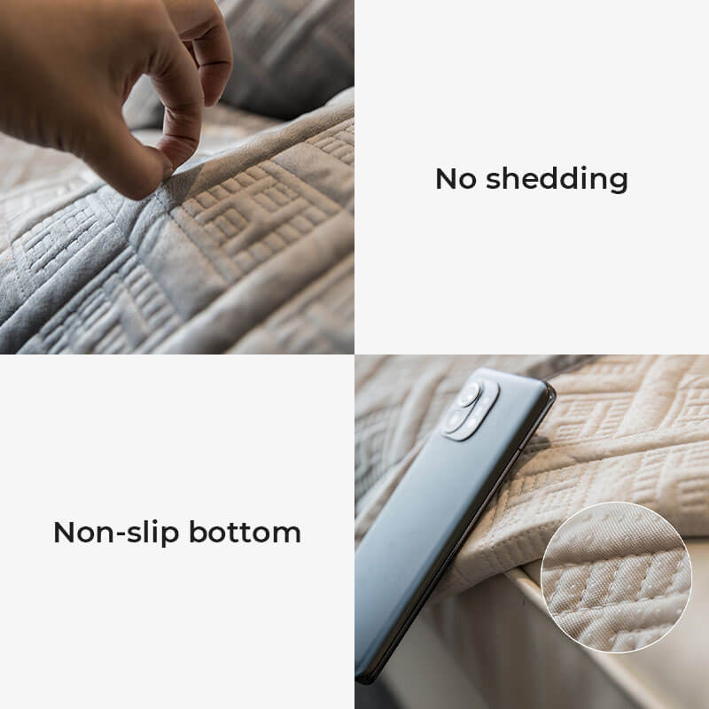 Vintage Mörk Kviltad Sammet Represistent Sofföverdrag