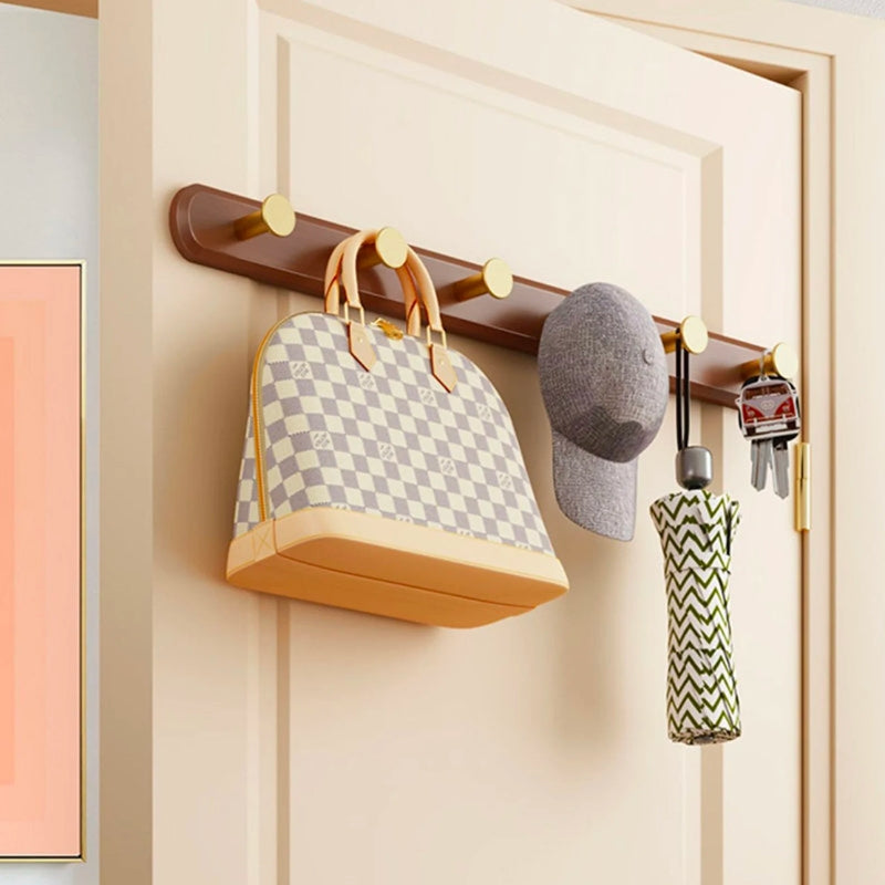 Vintage Brun Vägg Klädhängare | Trä & Metallkrokar (4‑6 Krokar) | Brick by Brick