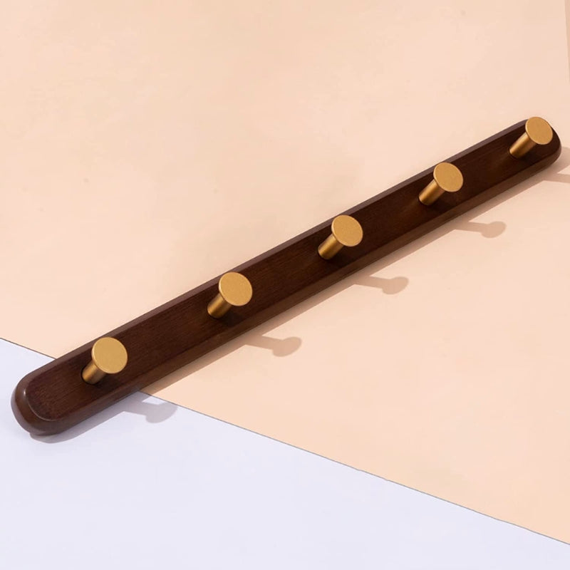 Vintage Brun Vägg Klädhängare | Trä & Metallkrokar (4‑6 Krokar) | Brick by Brick