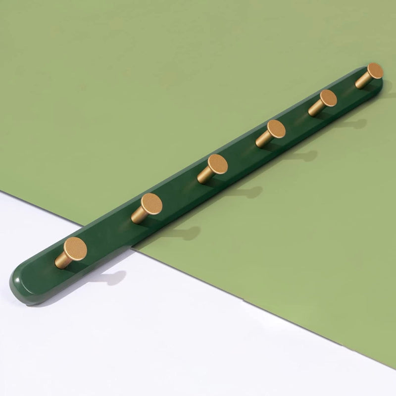 Vintage grön vägg krok rack | Trä klädhängare (4‑6 krokar) | Brick by Brick