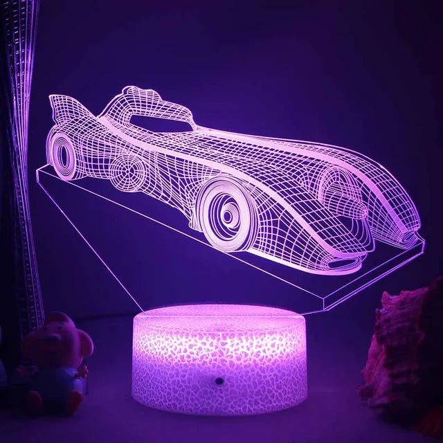 Lumi3D - LED Nattlampa med 3D Illusion för Barnrummet, USB Uppladdningsbar