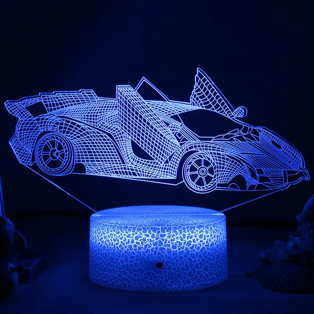 Lumi3D - LED Nattlampa med 3D Illusion för Barnrummet, USB Uppladdningsbar