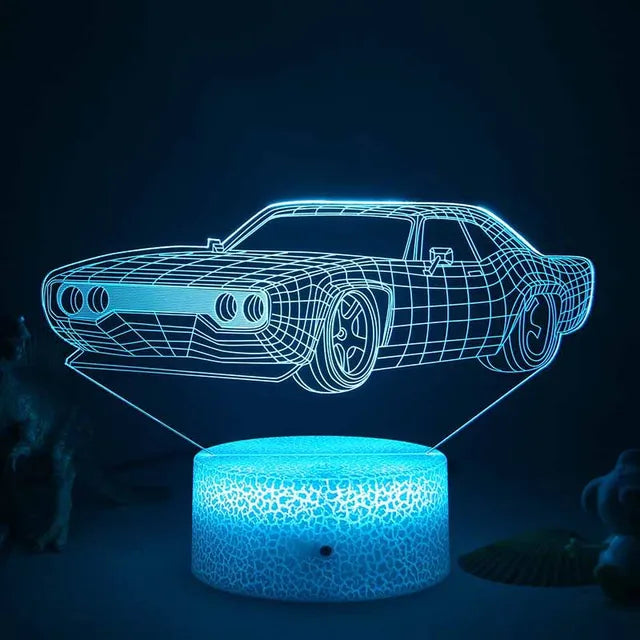 Lumi3D - LED Nattlampa med 3D Illusion för Barnrummet, USB Uppladdningsbar