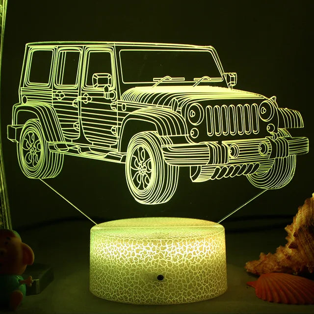 Lumi3D - LED Nattlampa med 3D Illusion för Barnrummet, USB Uppladdningsbar