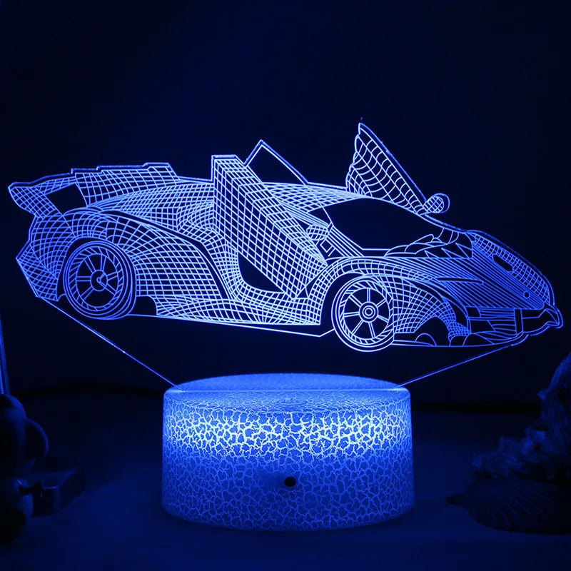 Lumi3D - LED Nattlampa med 3D Illusion för Barnrummet, USB Uppladdningsbar